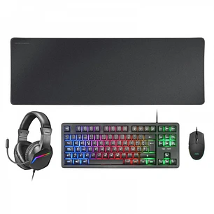 Mars Gaming MCP-RGB3 Combo Gaming 4en1 - Teclado TKL H-Mech - Raton 3200 DPI RGB - Auriculares FRGB Cancelacion Ruido - Alfombrilla XXL Antideslizante
