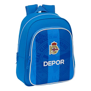 Safta Real Deportivo de la Coruña Mochila Infantil - Adaptable a Carro - Portabotellas - Hombreras Ergonomicas - Bolsillo Frontal - Asa de Mano Superi