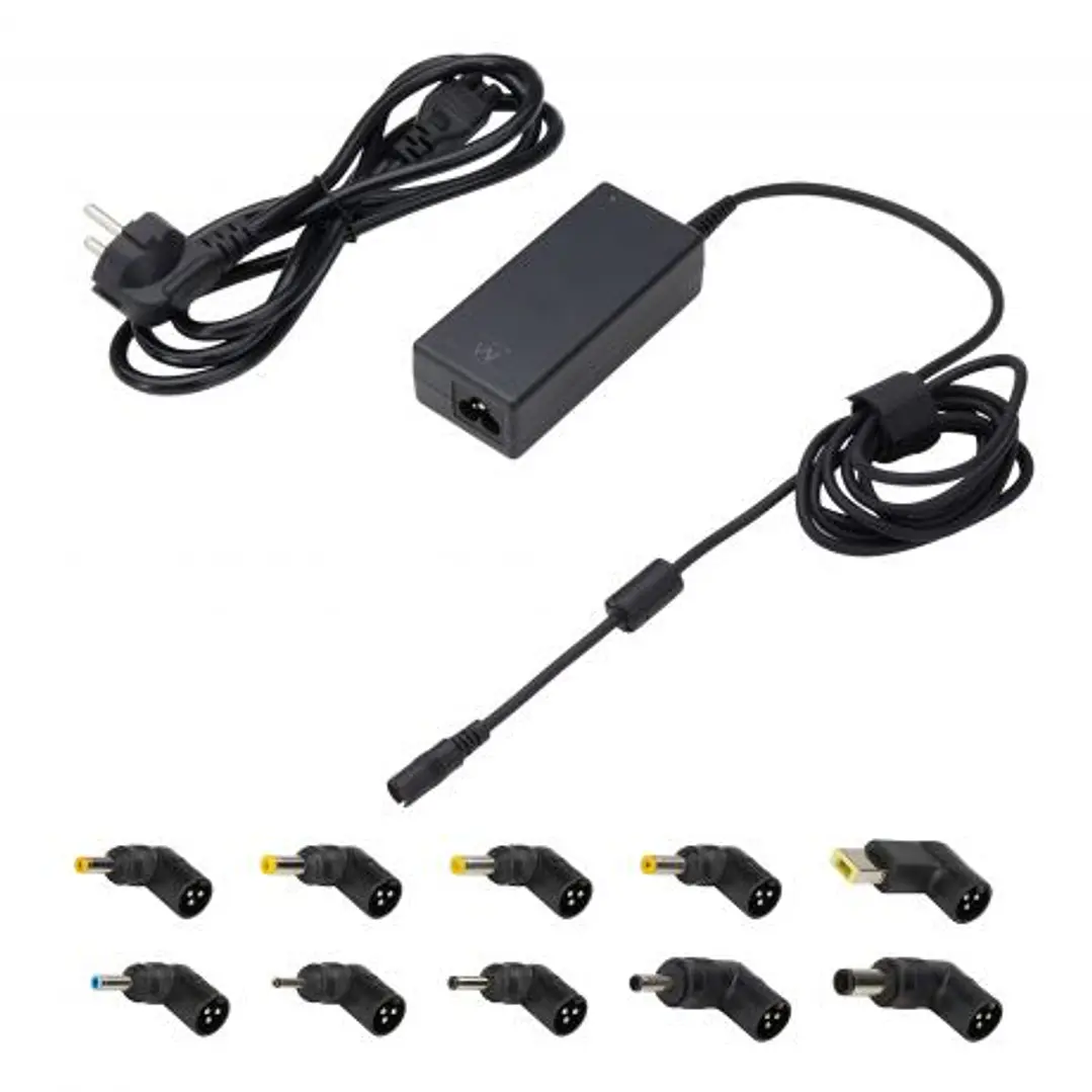 Ewent Cargador Universal para Portatil de 65W - 10 Clavijas Intercambiables - Automatico - Gestion Inteligente de Corriente - Color Negro 1