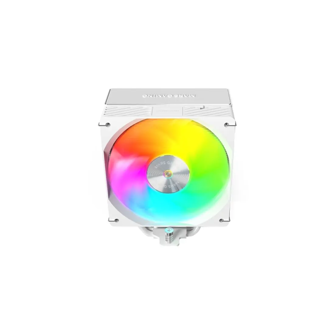 Mars Gaming MCPU-X5ARGB Disipador CPU con 280W de Potencia - Ventilador PWM de 120mm - Iluminacion ARGB - 5 Heatpipes HCT - Color Blanco 1