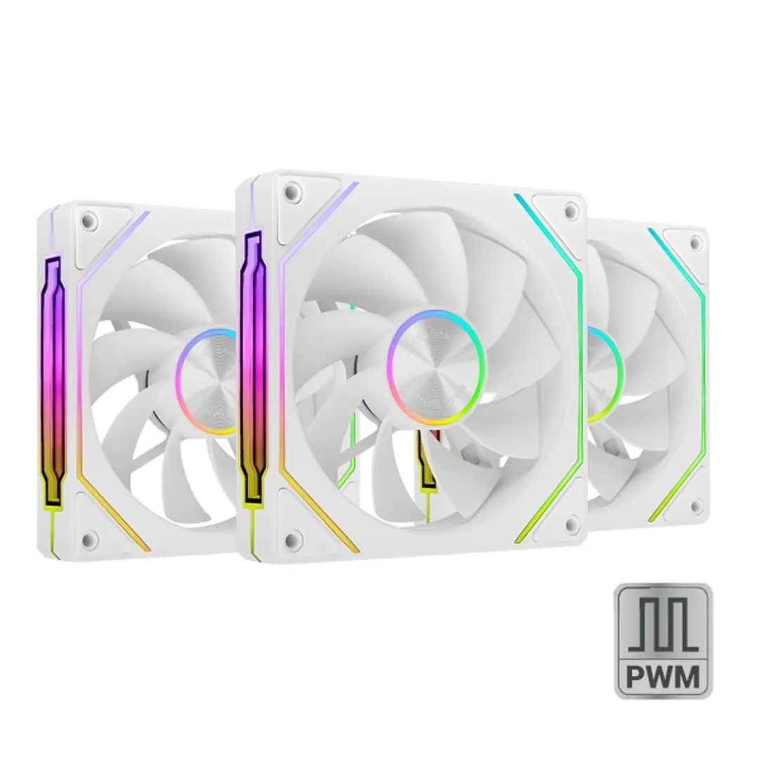 Mars Gaming MF-LINKFINITYKIT2R Pack de 3 Ventiladores de 120mm - Iluminacion ARGB Infinity Mirror - Silencioso 12dB - Modular Linkfinity Magnetico - C 1