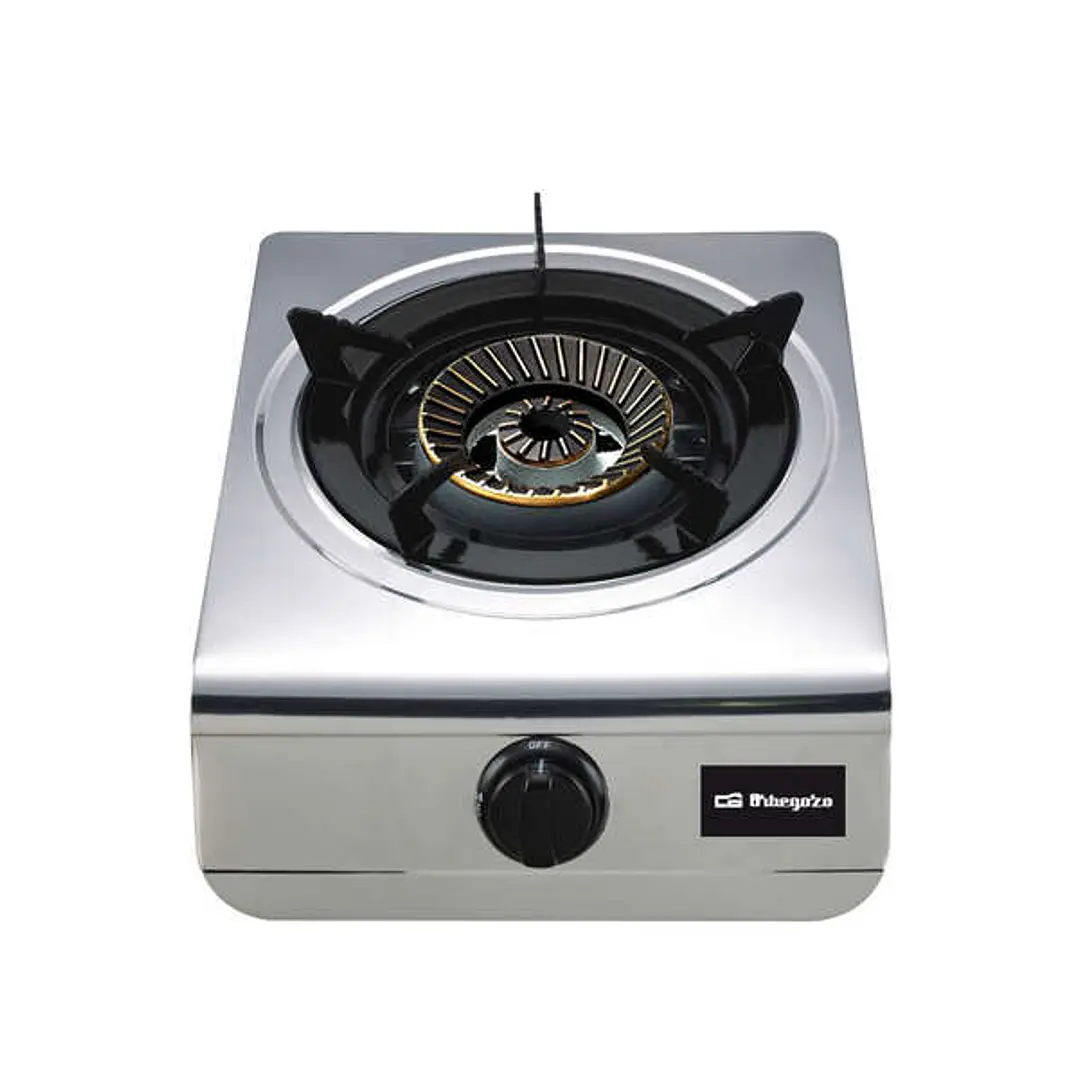 Orbegozo FO 1700 Hornillo a Gas Practico y Eficiente - Encendido Piezoelectrico - Quemador de Triple Corona - Cuerpo de Acero Inoxidable - Uso con Gas 1