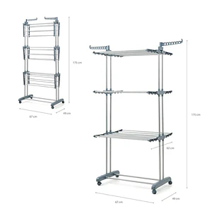 Innovagoods Dolver Tendedero Vertical con Ruedas - 24 Barras - Soporta hasta 40kg - Plegable - Altura Ajustable - 6 Alas Independientes - 49-62x175x73