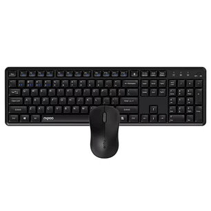 Rapoo 8150M Silent Pack Teclado + Raton Inalambricos - Bluetooth y 2.4GHz -  Raton 1300 DPI - Autonomia hasta 12 Meses - Color Negro