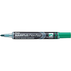 Pentel Maxiflo Flex-Feel Rotulador para Pizarra Blanca - Punta Flexible 4.6mm - Trazo de 1 a 5mm - Dosificacion de Tinta mediante Embolo - Color Verde