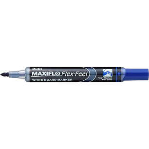 Pentel Maxiflo Flex-Feel Rotulador para Pizarra Blanca - Punta Flexible 4.6mm - Trazo de 1 a 5mm - Dosificacion de Tinta mediante Embolo - Color Azul