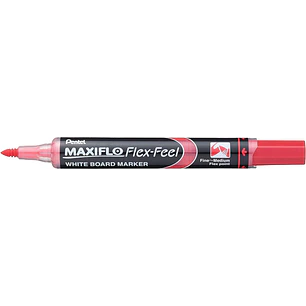 Pentel Maxiflo Flex-Feel Rotulador para Pizarra Blanca - Punta Flexible 4.6mm - Trazo de 1 a 5mm - Dosificacion de Tinta mediante Embolo - Color Rojo