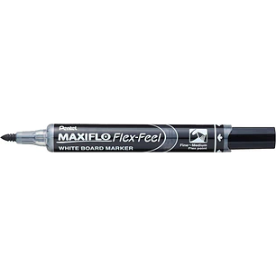 Pentel Maxiflo Flex-Feel Rotulador para Pizarra Blanca - Punta Flexible 4.6mm - Trazo de 1 a 5mm - Dosificacion de Tinta mediante Embolo - Color Negro