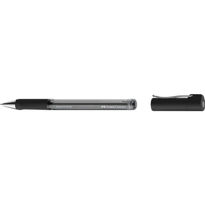 Faber-Castell Beyond Gel Broad Boligrafo con Capuchon - Punta 1mm - Trazo de 0.6mm - Grip de Agarre - Tinta Gel Negra 1