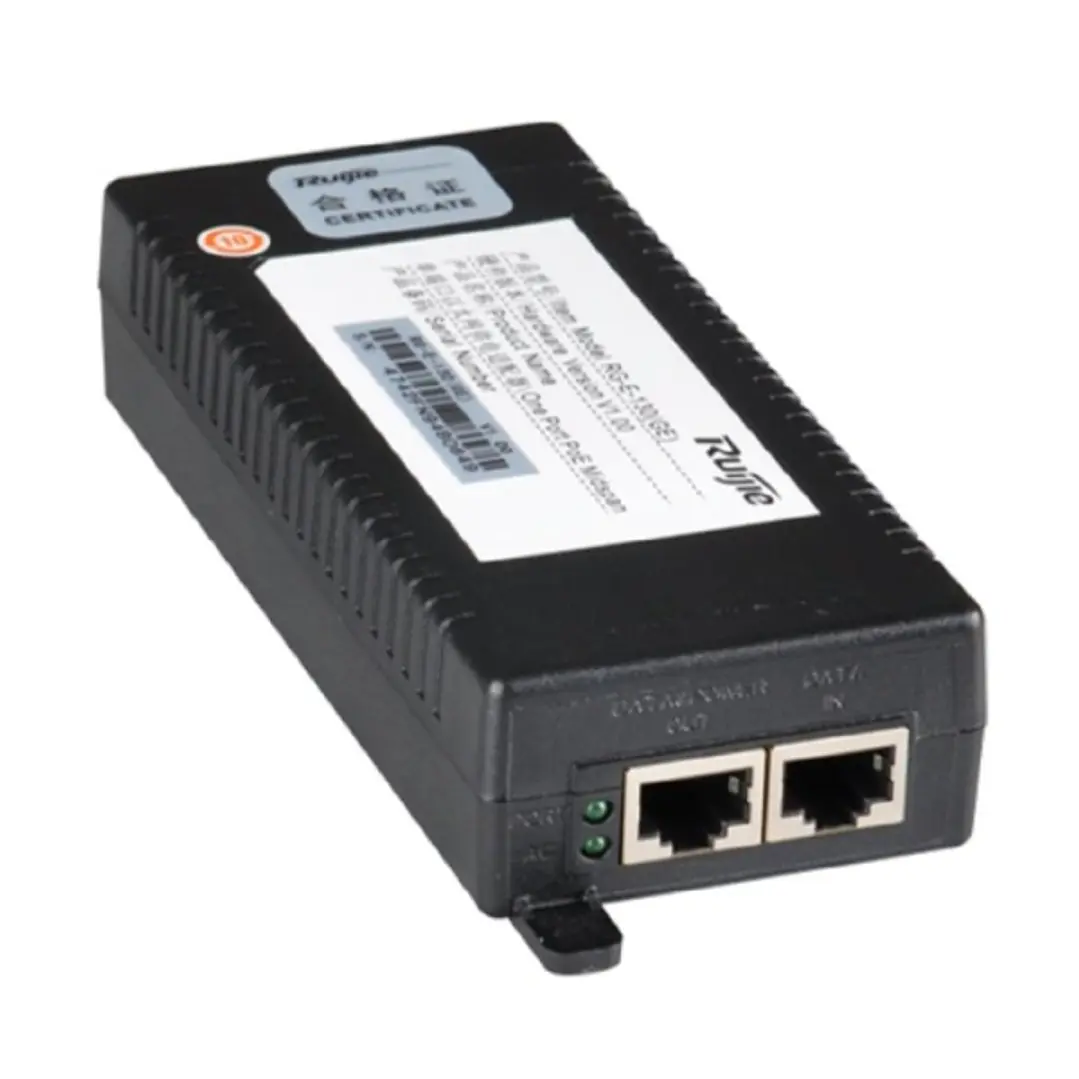 Ruijie RG-E-130(GE) Inyector PoE/PoE+ - 1 Puerto - Velocidad hasta 1Gbps - Color Negro 1