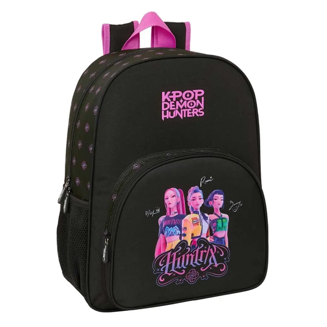 Safta K-Pop Demon Hunters Mochila - Adaptable a Carro - Bolsillo Frontal - Portabotellas - Cremallera con Doble Tirador - Asa de Mano - Hombreras y Es 1