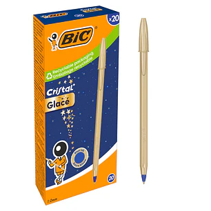 Bic Cristal Glace Boligrafo de Bola - Cuerpo Opaco en Color Oro Mate - Punta Redonda de 1mm - Trazo 0.4mm - Tinta con Base de Aceite - Color de la Tin