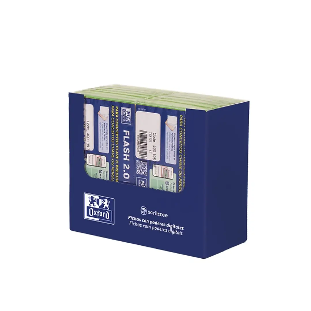 Oxford Expositor con 14 Packs de 30 FlashCards 2.0 - Formato A7 - Rayado Horizontal 1 Linea - Cartulina de 250g - Digitalizacion de Textos con App - C 1