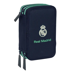 Safta Real Madrid 2ª Equipacion 25/26 Plumier de 3 Pisos - 37 Piezas - 1.3L - Goma - Lapiz - Boligrafos - Sacapuntas - Reglas - 16 Colores - 14 Rotula