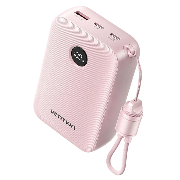 Vention Powerbank de 20000mAh - Potencia de Salida hasta 22.5W - USB-A - USB-C - Pantalla LED - Cable USB-C de 17cm - Apto para Viajes Aereos - Color  1
