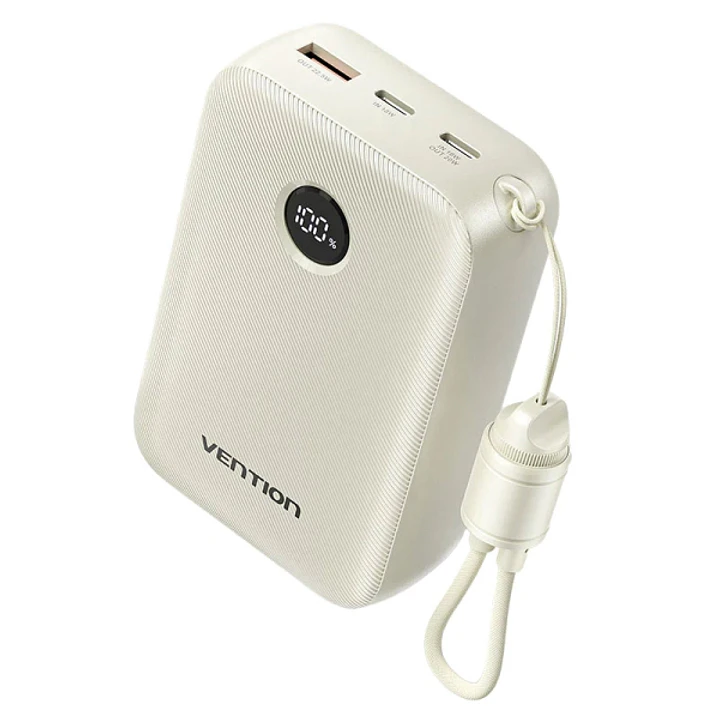 Vention Powerbank de 20000mAh - Potencia de Salida hasta 22.5W - USB-A - USB-C - Pantalla LED - Cable USB-C de 17cm - Apto para Viajes Aereos - Color  1