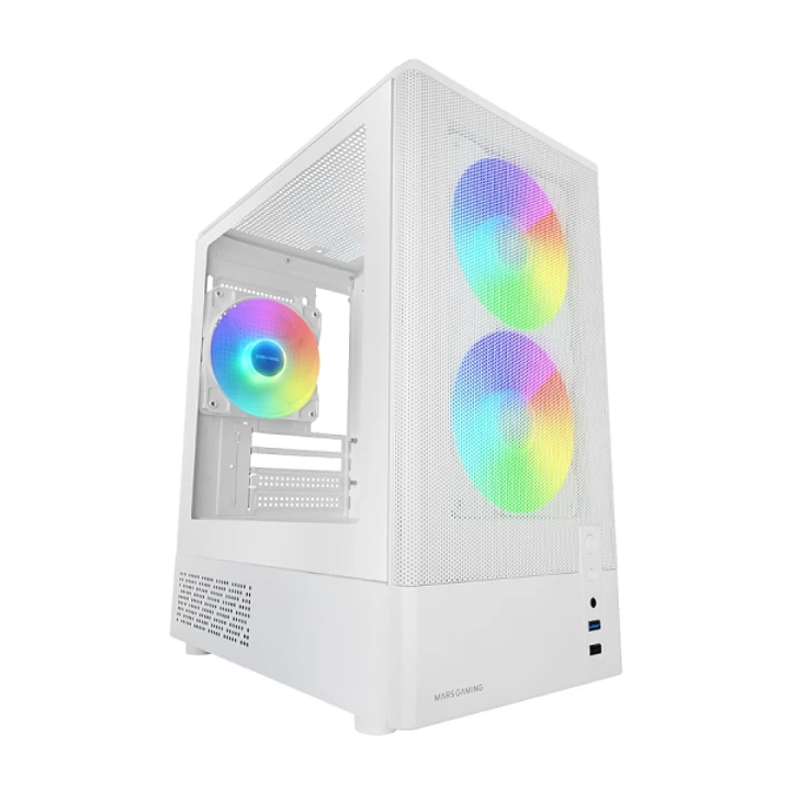 Mars Gaming MC-ONYX Minitorre Micro-ATX/Mini-ITX - 3 Ventiladores ARGB FDB de 120mm - Vidrio Templado - USB 3.0 - USB 2.0 - Audio - 4 Ranuras de Expan 1