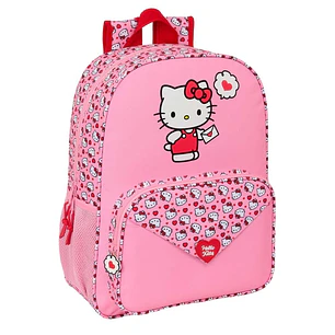 Safta Hello Kitty Mochila Adaptable a Carro - Portabotellas - Tirador Doble - Hombreras Ergonomicas Acolchadas - Bolsillo Frontal - Asa de Mano Superi