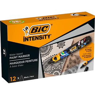 Bic Intensity Marcador de Pintura - Punta Media - Tinta con Base de Agua - 98% de Materiales Reciclados - Color Negro