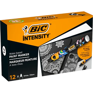 Bic Intensity Marcador de Pintura - Punta Media - Tinta con Base de Agua - 98% de Materiales Reciclados - Color Blanco