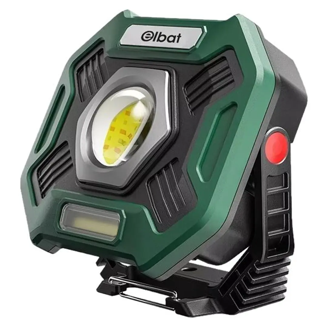 Elbat Foco Recargable 20W - Luz Fria, 6500K - 2000 Lumenes - Bateria 10000Mah - Conector USB-C - Funcion Powerbank - Color Negro/Verde 1