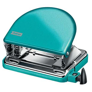 Petrus 52 WOW Taladro Perforador Clasico Metalico - Hasta 20 Hojas - Marcas de Formato - Facil Vaciado - Punzones 5.5mm - Color Turquesa