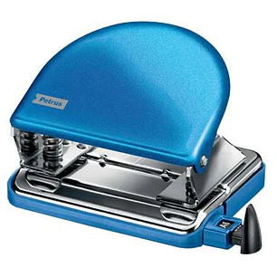 Petrus 52 WOW Taladro Perforador Clasico Metalico - Hasta 20 Hojas - Marcas de Formato - Facil Vaciado - Punzones 5.5mm - Color Azul
