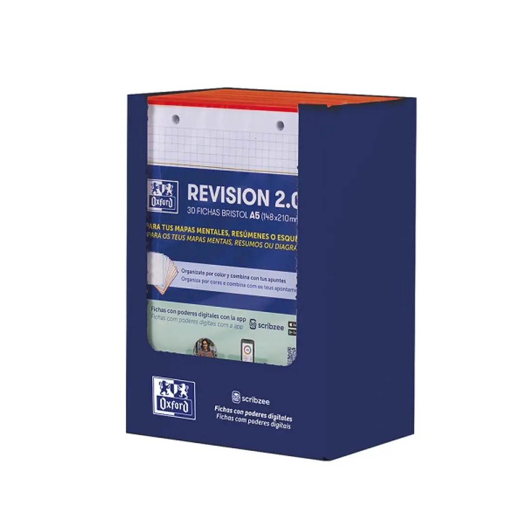 Oxford Expositor con 10 Packs de 30 FlashCards 2.0 - Formato A5 - Cuadricula 5x5mm - Cartulina de 250g - Digitalizacion de Textos con App - Color Rojo 1