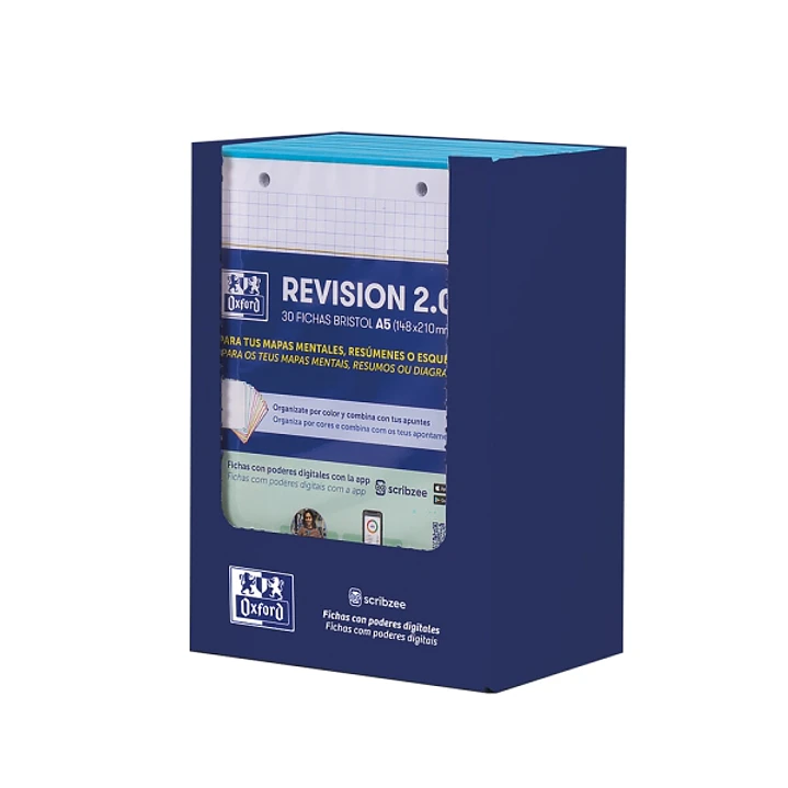 Oxford Expositor con 10 Packs de 30 FlashCards 2.0  - Formato A5 - Cuadricula 5x5mm - Cartulina de 250g - Digitalizacion de Textos con App - Color Tur 1