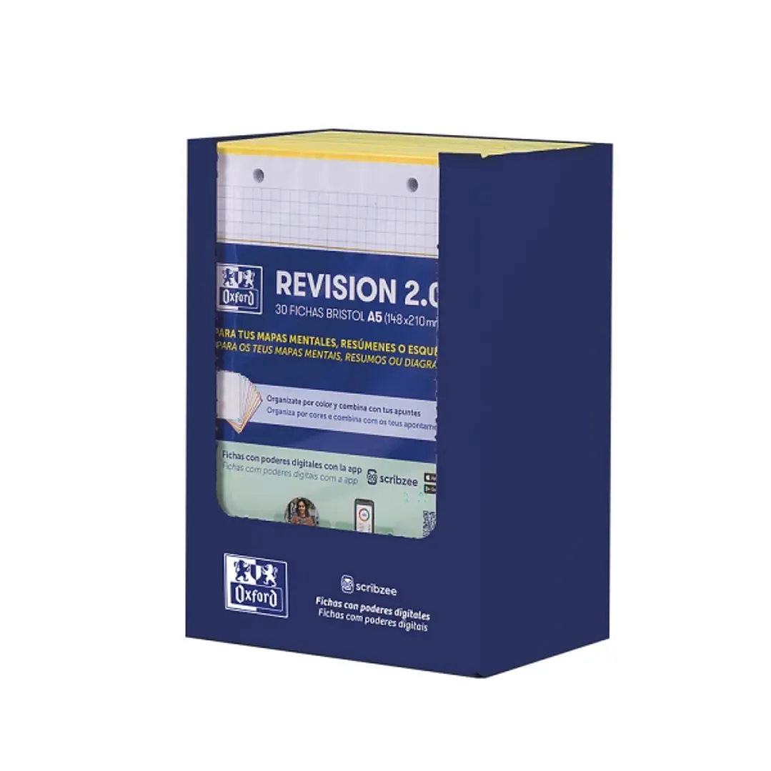 Oxford Expositor con 10 Packs de 30 FlashCards 2.0 - Formato A5 - Cuadricula 5x5mm - Cartulina de 250g - Digitalizacion de Textos con App - Color Amar 1