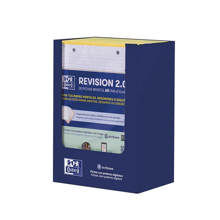 Oxford Expositor con 10 Packs de 30 FlashCards 2.0 - Formato A5 - Cuadricula 5x5mm - Cartulina de 250g - Digitalizacion de Textos con App - Color Amar 1