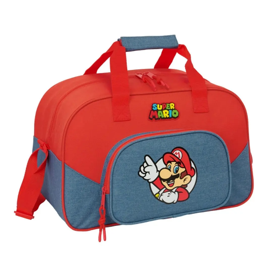 Safta Super Mario Bolsa de Deporte - Bandolera Ajustable - Bolsillo Frontal - Fondo Semirigido Extraible - Cremallera con Doble Tirador - Tacos en la  1