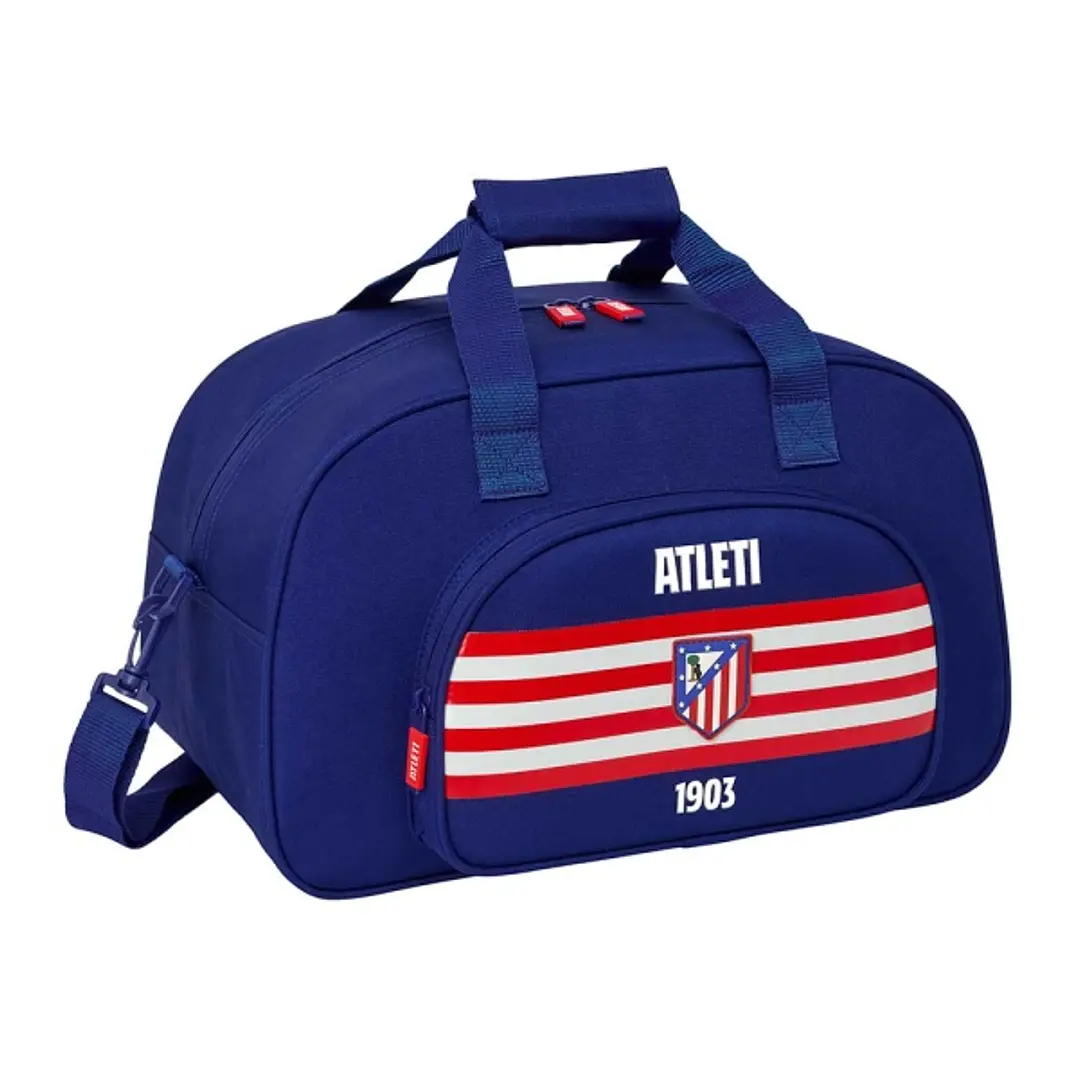 Safta Atletico de Madrid Bolsa de Deporte - Bandolera Ajustable - Bolsillo Frontal - Fondo Semirigido Extraible - Cremallera con Doble Tirador - Tacos 1