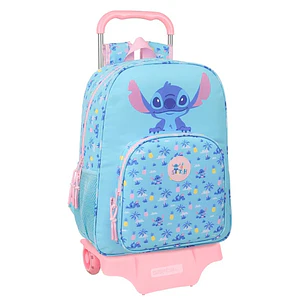 Safta Stitch Waves Mochila con Carro - Extraible - Portabotellas - Bolsillo Frontal - Cremallera con Doble Tirador - Asa de Mano - 33x42x14cm - Color 