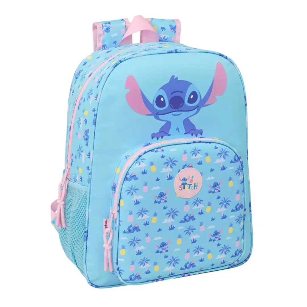 Safta Stitch Waves Mochila - Adaptable a Carro - Bolsillo Frontal - Portabotellas - Cremallera con Doble Tirador - Asa de Mano - Hombreras y Espalda A 1