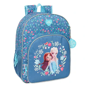 Safta Frozen Mochila Adaptable a Carro - Portabotellas - Tirador Doble - Hombreras Ergonomicas - Espalda Acolchada - Bolsillo Frontal - Asa de Mano Su