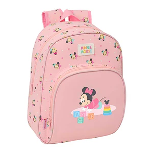 Safta Minnie Mouse Baby Mochila Infantil - Portabotellas - Bolsillo Frontal - Asa de Mano - Adaptable a Carro - Hombreras Acolchadas - 28x34x10cm - Co