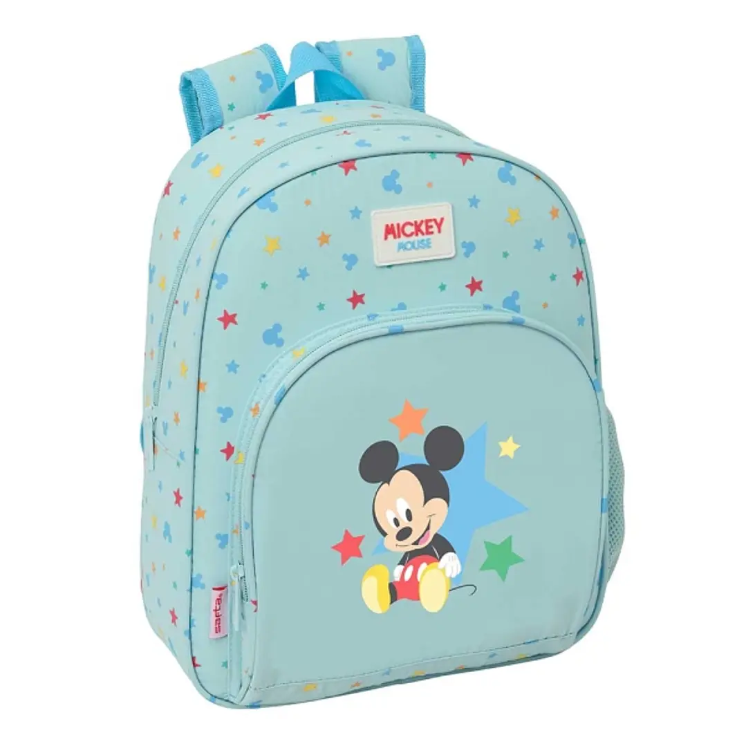 Safta Mickey Mouse Baby Mochila Infantil - Portabotellas - Bolsillo Frontal - Asa de Mano - Adaptable a Carro - Hombreras Acolchadas - 28x34x10cm - Co 1