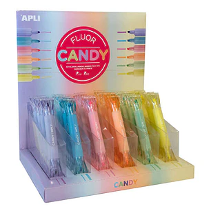 Apli Caramelo Expositor de 36 Marcadores Doble Punta 5mm Plana y 2mm Redonda - Ideal para Agendas, Libretas y Calendarios - Colores Surtidos