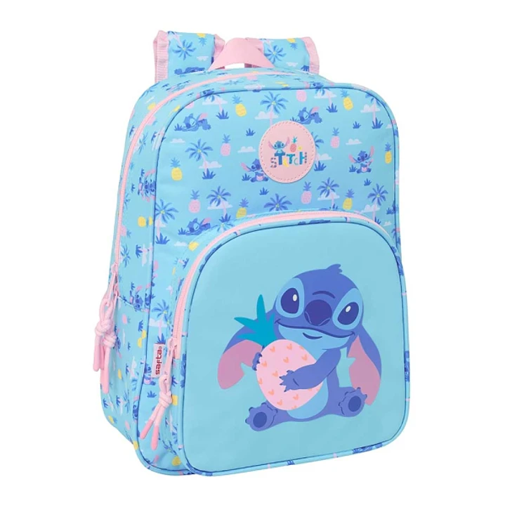 Safta Stitch Waves Mochila Infantil - Portabotellas - Bolsillo Frontal - Adaptable a Carro - Hombreras Acolchadas - 26x34x11cm - Color Azul Claro 1
