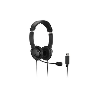 Kensington Auriculares con Microfono USB - Diadema Ajustable - Almohadillas Acolchadas - Controles en Cable - Cable de 1.80m - Color Negro
