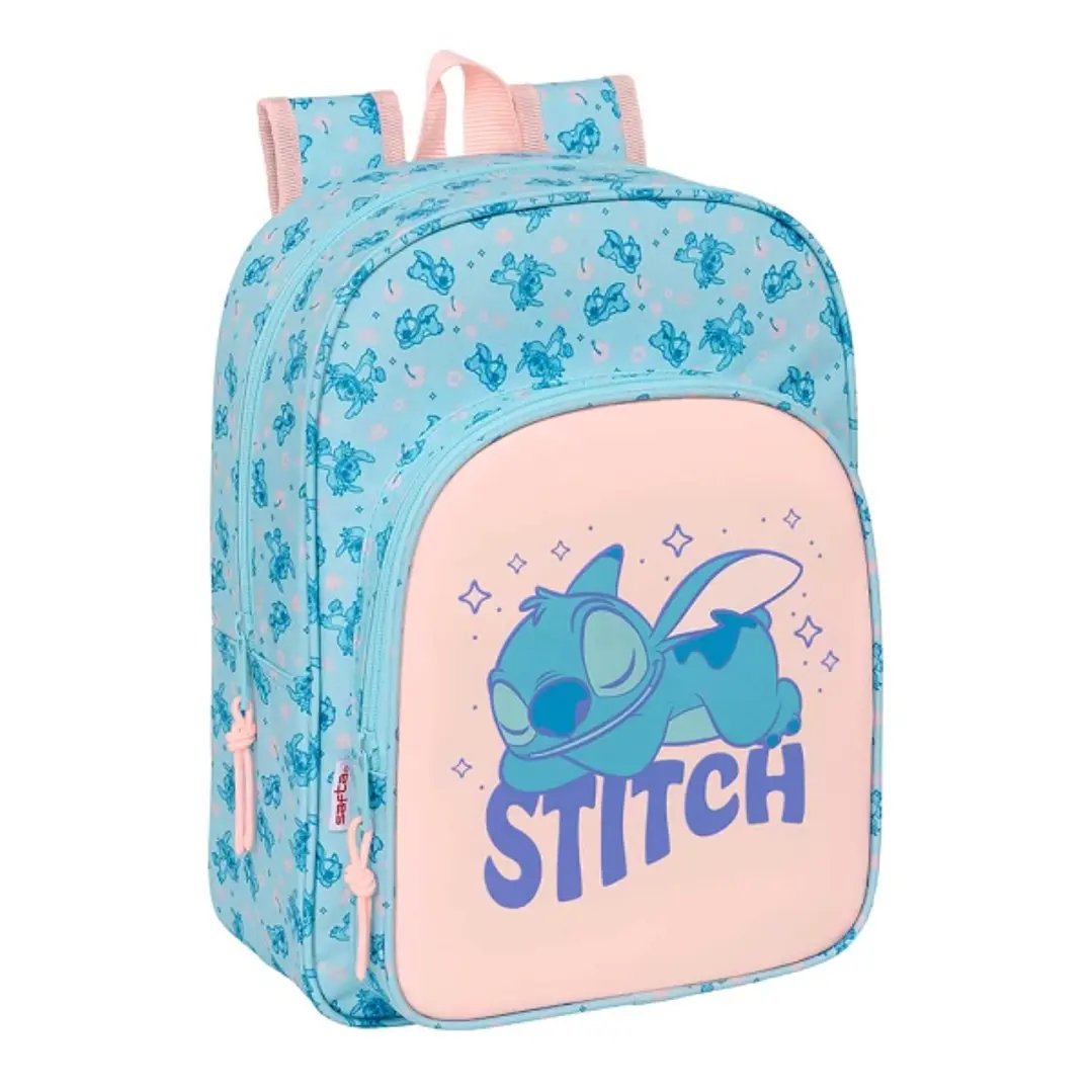 Safta Stitch Ohana Mochila Infantil - Adaptable a Carro - Portabotellas - Hombreras Ergonomicas - Bolsillo Frontal - Asa de Mano Superior - 10L - 260x 1