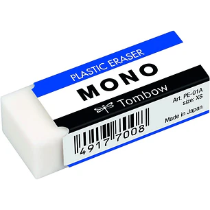 Tombow Mono Goma de Borrar Blanda - 11g - Formato XS - PVC Libre de Ftalatos y Latex - Funda de Papel - Color Blanco