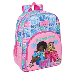 Safta Barbie Mochila Adaptable a Carro - Portabotellas - Doble Tirador en Cremallera - Hombreras Ergonomicas Acolchadas - Asa de Mano Superior - 19L -