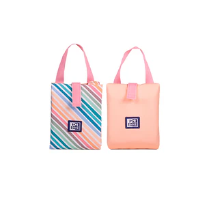 Oxford Porta Alimentos Reutilizable con Asa Colorblock - Poliester Reciclado RPET - Libre de Bpa - Conveniente y Ecologico