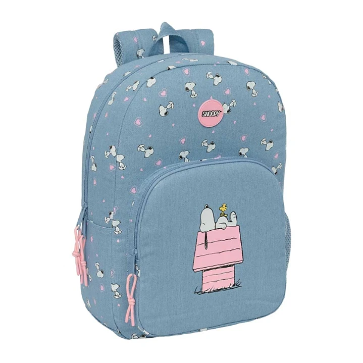 Safta Snoopy Mochila Adaptable a Carro - Tirador Doble - Bolsillo Frontal - Hombreras Ergonomicas - Asa Superior - 19.30L - 300x140x460mm - Color Azul 1