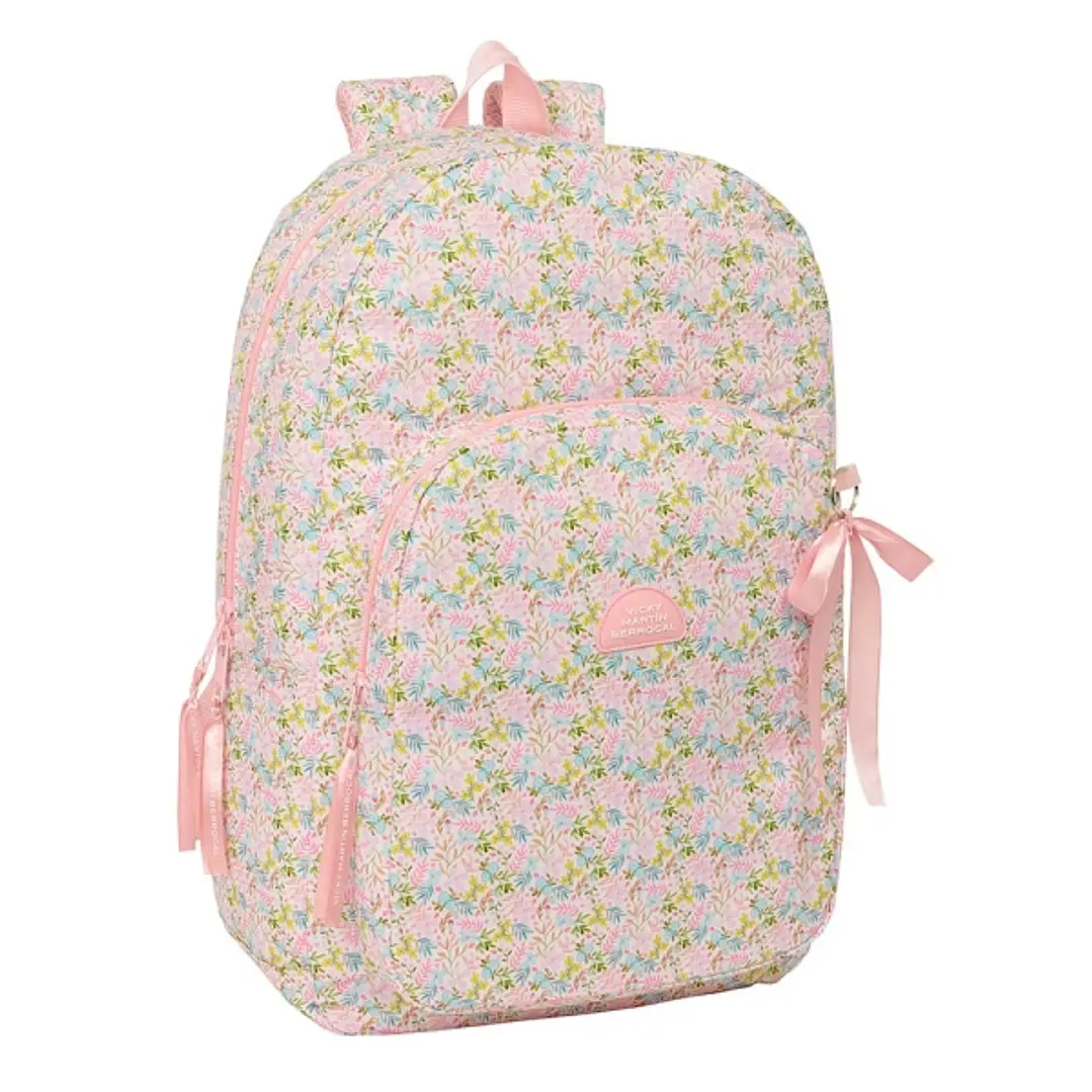 Safta VMB Mochila Adaptable a Carro - Tirador Doble - Bolsillo Frontal - Hombreras Acolchadas - Asa Superior - 19.30L - 300x140x460mm - Color Rosa 1