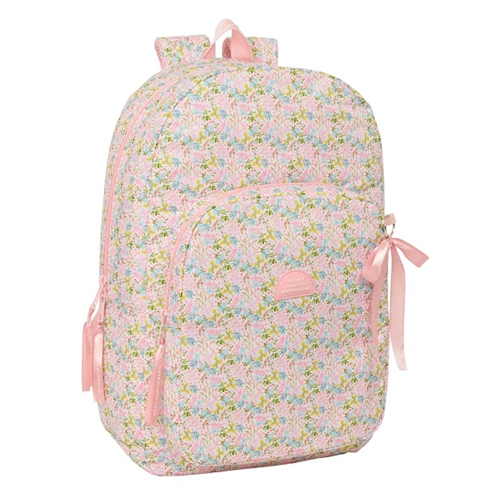 Safta VMB Mochila Adaptable a Carro - Tirador Doble - Bolsillo Frontal - Hombreras Acolchadas - Asa Superior - 19.30L - 300x140x460mm - Color Rosa 1