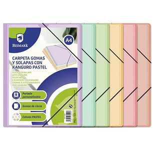 Bismark Carpeta de Gomas A4 Kanguro con Solapas - Colores Pastel Surtidos
