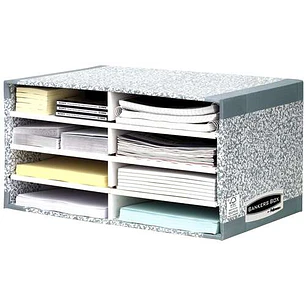 Fellowes Bankers Box Clasificador de Sobremesa - Montaje Automatico Fastfold - Carton Reciclado Certificacion FSC - Color Gris